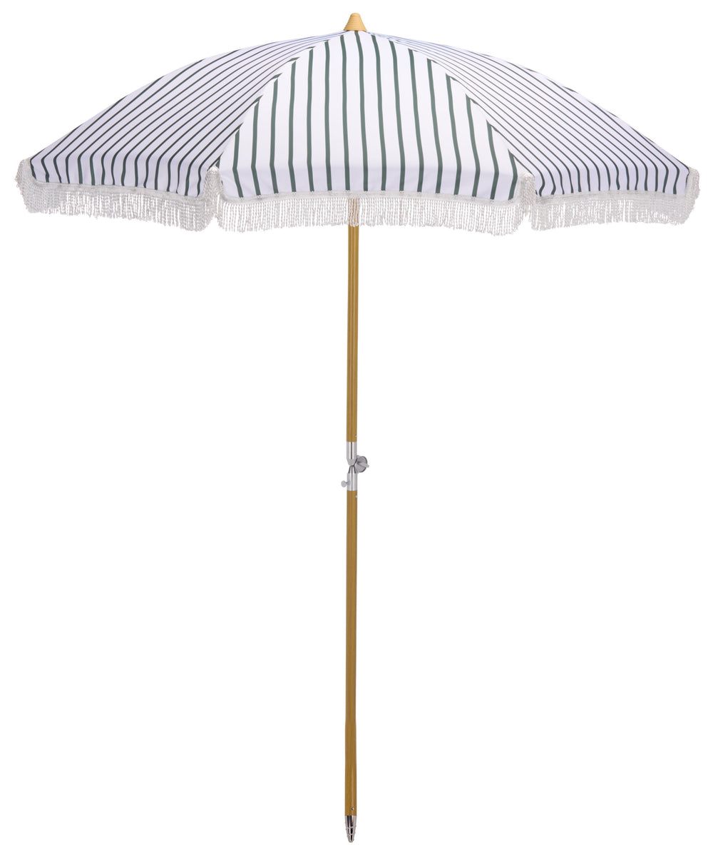 Bella 6.5 Ft Beach Umbrella With Durable Metal Frame, Classic Striped Canopy, Lightweight Portable Shade