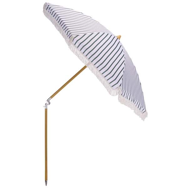 Bella 6.5 Ft Beach Umbrella With Durable Metal Frame, Classic Striped Canopy, Lightweight Portable Shade