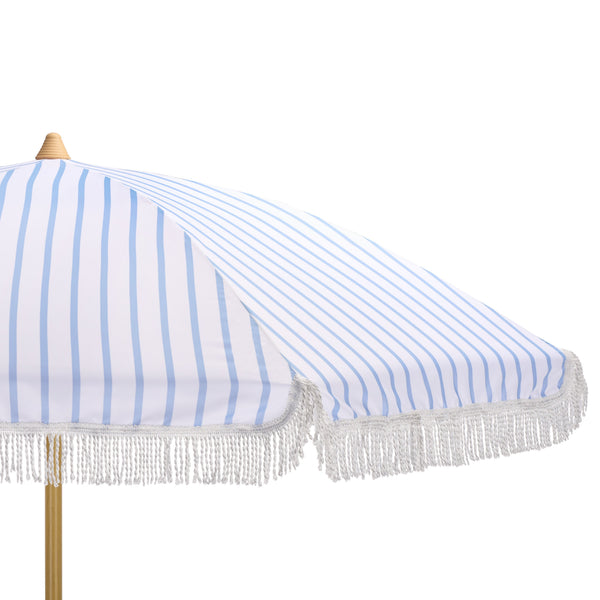 Bella 6.5 Ft Beach Umbrella With Durable Metal Frame, Classic Striped Canopy, Lightweight Portable Shade
