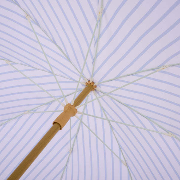Bella 6.5 Ft Beach Umbrella With Durable Metal Frame, Classic Striped Canopy, Lightweight Portable Shade