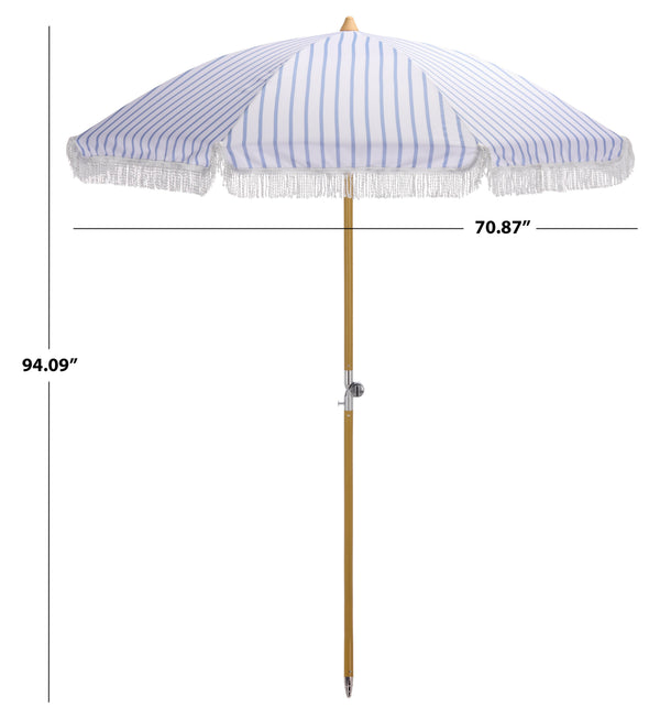 Bella 6.5 Ft Beach Umbrella With Durable Metal Frame, Classic Striped Canopy, Lightweight Portable Shade