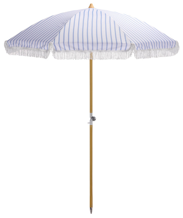 Bella 6.5 Ft Beach Umbrella With Durable Metal Frame, Classic Striped Canopy, Lightweight Portable Shade