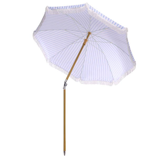 Bella 6.5 Ft Beach Umbrella With Durable Metal Frame, Classic Striped Canopy, Lightweight Portable Shade