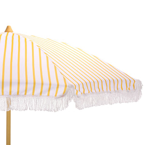 Bella 6.5 Ft Beach Umbrella With Durable Metal Frame, Classic Striped Canopy, Lightweight Portable Shade