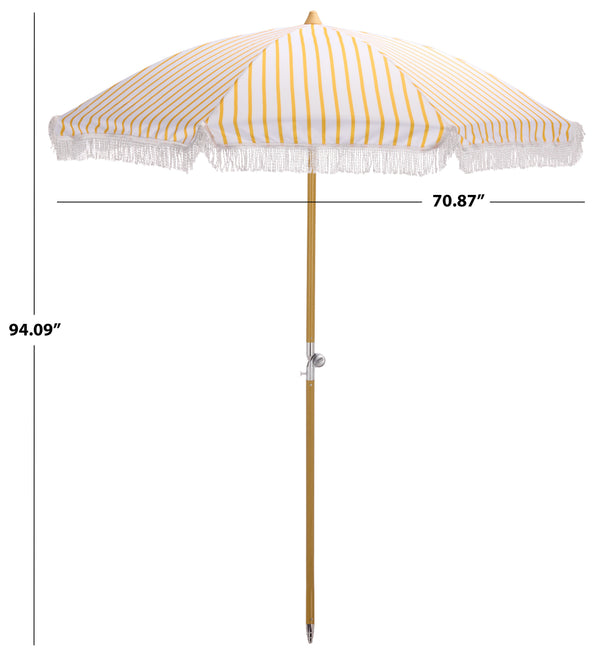 Bella 6.5 Ft Beach Umbrella With Durable Metal Frame, Classic Striped Canopy, Lightweight Portable Shade