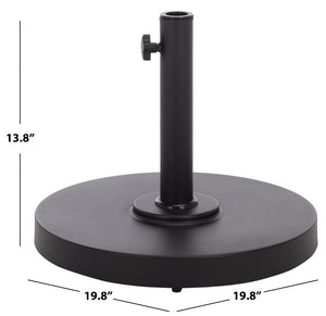 Safavieh Valance Round Concrete Umbrella Base Matte Industrial Outdoor Patio Stand Black PAT8993A