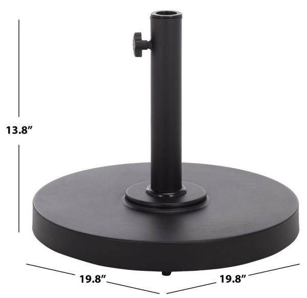 Safavieh Valance Round Concrete Umbrella Base Matte Industrial Outdoor Patio Stand Black PAT8993A