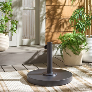 Safavieh Valance Round Concrete Umbrella Base Matte Industrial Outdoor Patio Stand Black PAT8993A