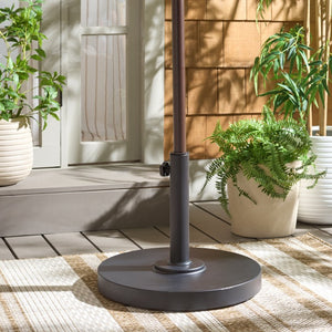 Safavieh Valance Round Concrete Umbrella Base Matte Industrial Outdoor Patio Stand Black PAT8993A