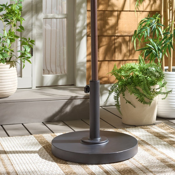 Safavieh Valance Round Concrete Umbrella Base Matte Industrial Outdoor Patio Stand Black PAT8993A