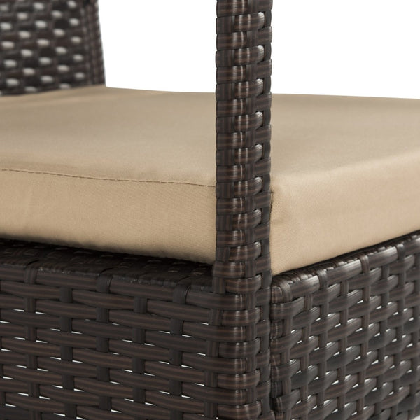 Safavieh MATTIA 4-Piece Outdoor Lounge Set – Durable Brown Rattan & Beige Cushions for Stylish Relaxation PAT9001A