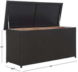 Safavieh COSIMA Outdoor Cushion Box – Sleek Black Storage Chest for Cushions & Poolside Linens, Durable Design PAT9002A