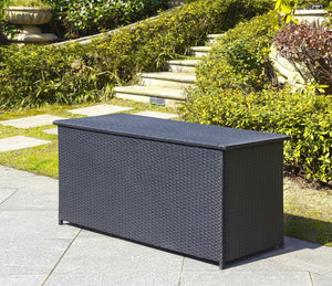 Safavieh COSIMA Outdoor Cushion Box – Sleek Black Storage Chest for Cushions & Poolside Linens, Durable Design PAT9002A