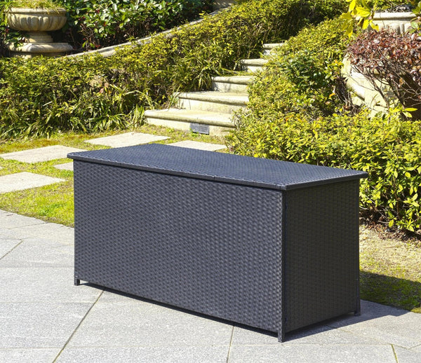 Safavieh COSIMA Outdoor Cushion Box – Sleek Black Storage Chest for Cushions & Poolside Linens, Durable Design PAT9002A