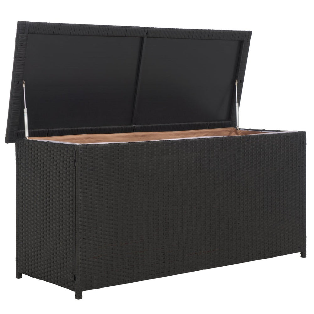 Safavieh COSIMA Outdoor Cushion Box – Sleek Black Storage Chest for Cushions & Poolside Linens, Durable Design PAT9002A