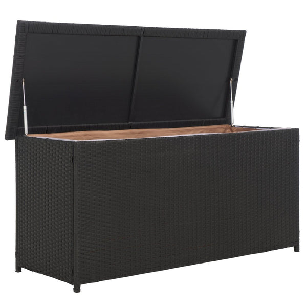 Safavieh COSIMA Outdoor Cushion Box – Sleek Black Storage Chest for Cushions & Poolside Linens, Durable Design PAT9002A