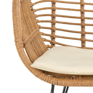 Safavieh ALTON 3-Piece Lounge Set - Stylish Rattan & Steel Outdoor Furniture for Comfort & Versatile Use Brown / White PAT9004A