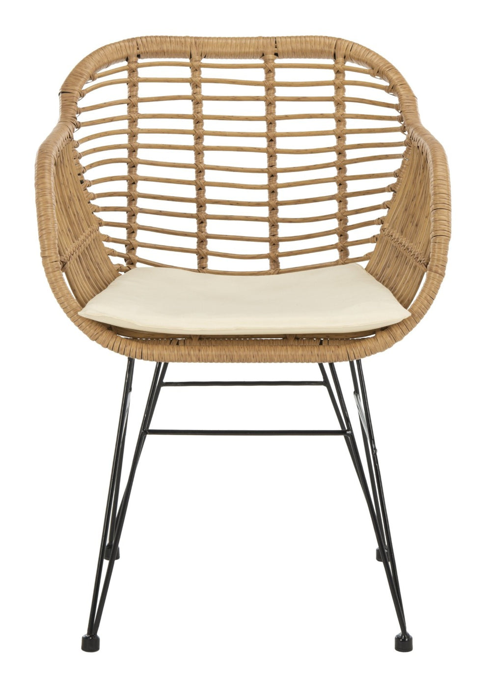 Safavieh ALTON 3-Piece Lounge Set - Stylish Rattan & Steel Outdoor Furniture for Comfort & Versatile Use Brown / White PAT9004A