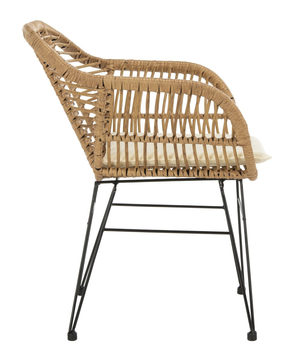 Safavieh ALTON 3-Piece Lounge Set - Stylish Rattan & Steel Outdoor Furniture for Comfort & Versatile Use Brown / White PAT9004A