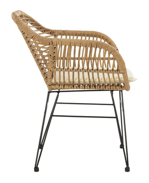 Safavieh ALTON 3-Piece Lounge Set - Stylish Rattan & Steel Outdoor Furniture for Comfort & Versatile Use Brown / White PAT9004A