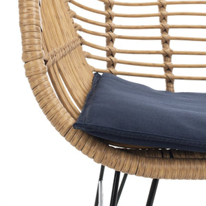 Safavieh ALTON 3-Piece Lounge Set - Stylish Rattan & Steel Outdoor Furniture for Comfort & Versatile Use Brown / Navy PAT9004B