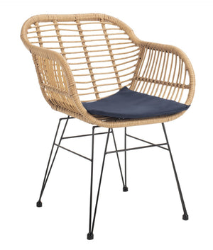 Safavieh ALTON 3-Piece Lounge Set - Stylish Rattan & Steel Outdoor Furniture for Comfort & Versatile Use Brown / Navy PAT9004B