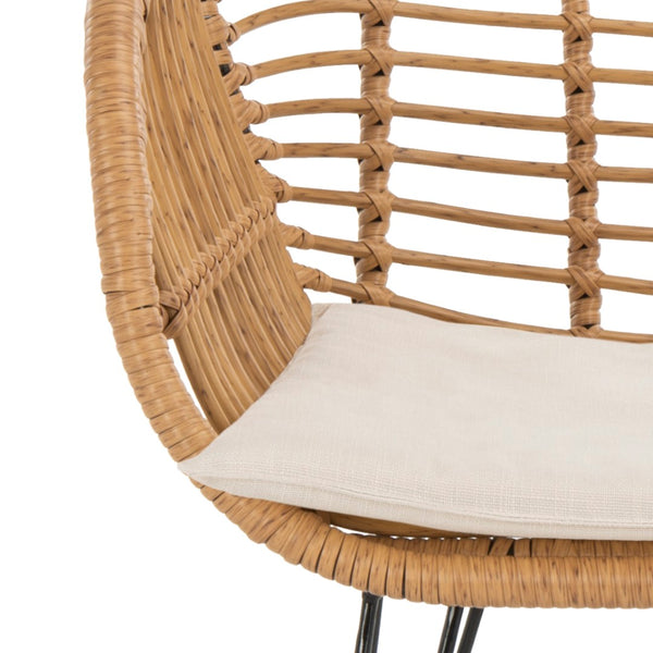 Safavieh ALTON 3-Piece Lounge Set - Stylish Rattan & Steel Outdoor Furniture for Comfort & Versatile Use Brown / Beige PAT9004C