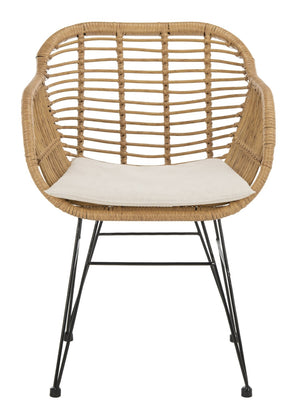 Safavieh ALTON 3-Piece Lounge Set - Stylish Rattan & Steel Outdoor Furniture for Comfort & Versatile Use Brown / Beige PAT9004C