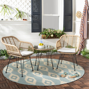 Safavieh ALTON 3-Piece Lounge Set - Stylish Rattan & Steel Outdoor Furniture for Comfort & Versatile Use Brown / Beige PAT9004C