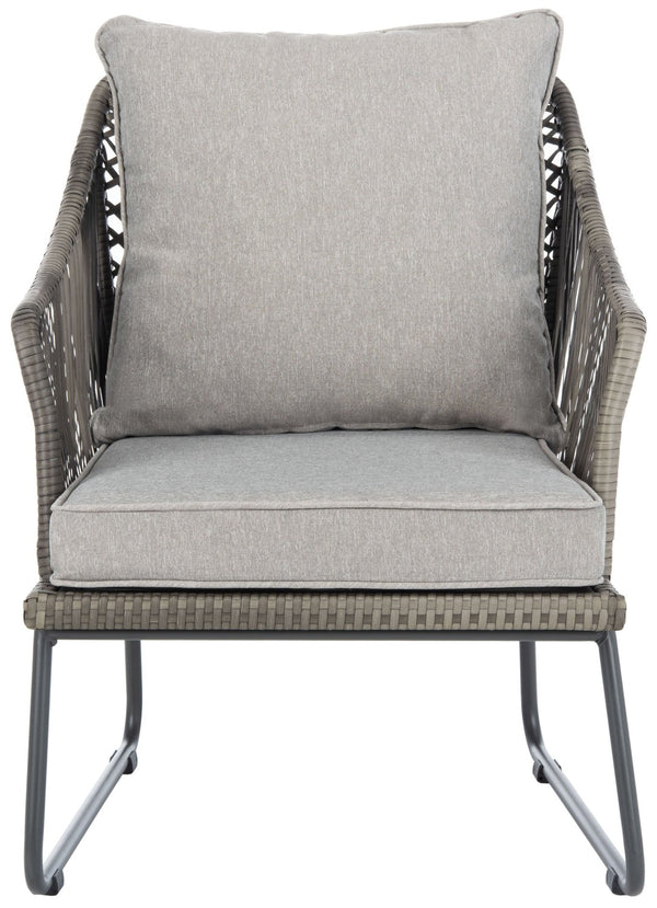 Safavieh JENSEN 3-Piece Lounge Set for Outdoor Relaxation with Stylish Rattan Frame and Plush Cushions Grey / Grey PAT9008B