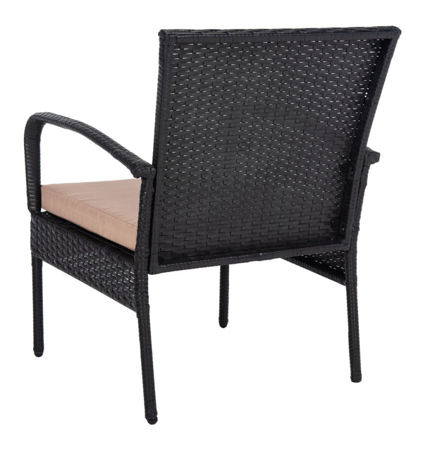 Safavieh MOORE 3-Piece Lounge Set for Cozy Outdoor Gatherings – Weather-Resistant, Modern Design & Comfort Black / Beige PAT9009A