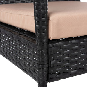 Safavieh MOORE 3-Piece Lounge Set for Cozy Outdoor Gatherings – Weather-Resistant, Modern Design & Comfort Black / Beige PAT9009A