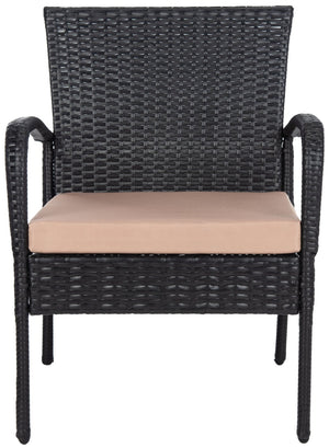 Safavieh MOORE 3-Piece Lounge Set for Cozy Outdoor Gatherings – Weather-Resistant, Modern Design & Comfort Black / Beige PAT9009A