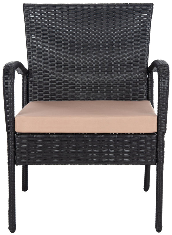 Safavieh MOORE 3-Piece Lounge Set for Cozy Outdoor Gatherings – Weather-Resistant, Modern Design & Comfort Black / Beige PAT9009A