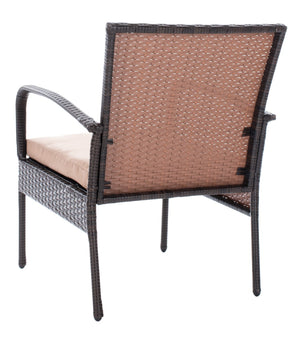 Safavieh MOORE 3-Piece Lounge Set for Cozy Outdoor Gatherings – Weather-Resistant, Modern Design & Comfort Brown / Beige PAT9009B