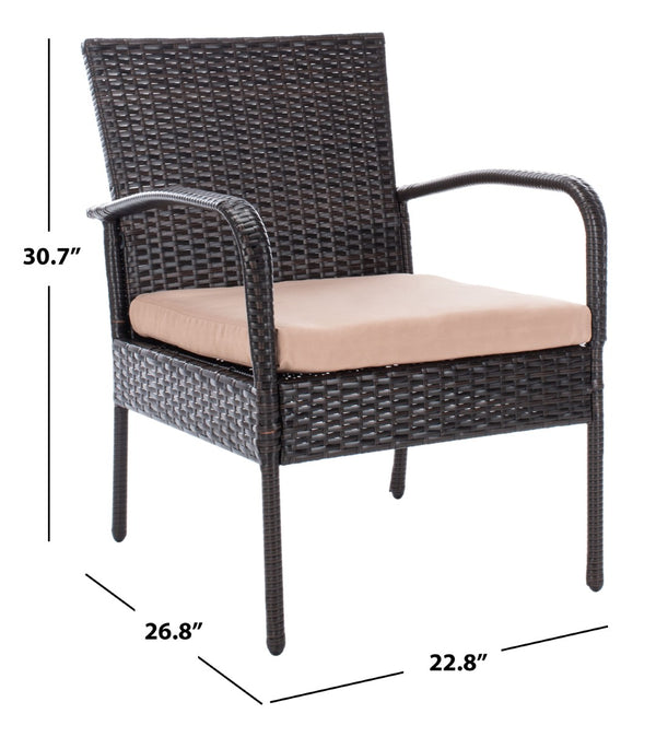 Safavieh MOORE 3-Piece Lounge Set for Cozy Outdoor Gatherings – Weather-Resistant, Modern Design & Comfort Brown / Beige PAT9009B