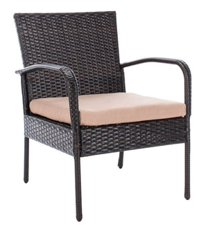 Safavieh MOORE 3-Piece Lounge Set for Cozy Outdoor Gatherings – Weather-Resistant, Modern Design & Comfort Brown / Beige PAT9009B