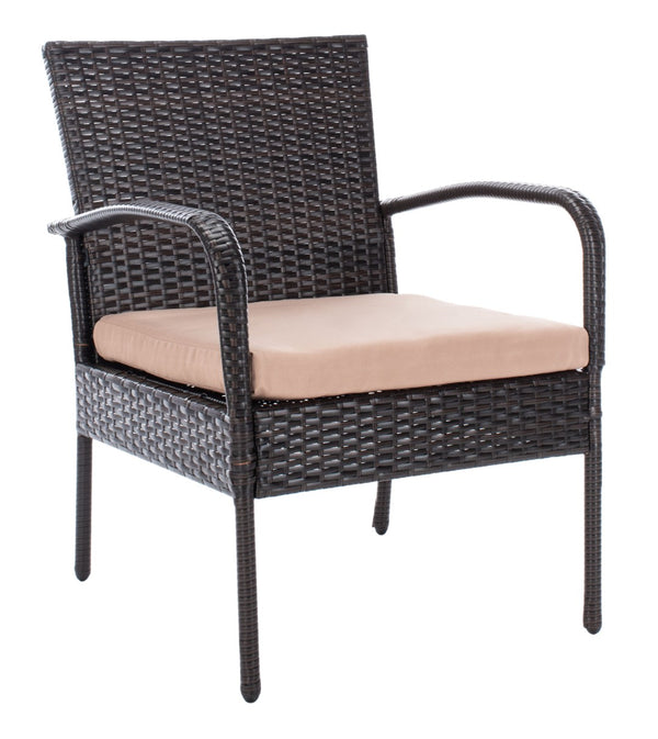 Safavieh MOORE 3-Piece Lounge Set for Cozy Outdoor Gatherings – Weather-Resistant, Modern Design & Comfort Brown / Beige PAT9009B