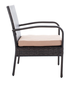 Safavieh MOORE 3-Piece Lounge Set for Cozy Outdoor Gatherings – Weather-Resistant, Modern Design & Comfort Brown / Beige PAT9009B