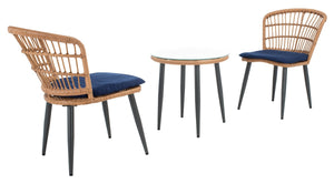 Safavieh Prenza 3Pc Lounger Set Natural/Navy PAT9013B