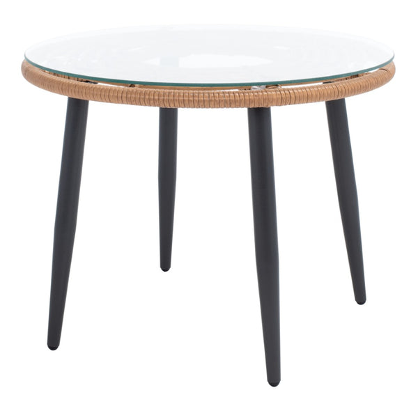 Safavieh WARLEN 3-Piece Lounger Set - Natural Woven Rattan with Beige Cushions for Stylish Outdoor Relaxation PAT9016A