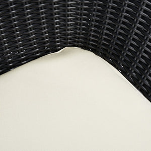 Safavieh MERAMI 3-Piece Outdoor Lounger Set - Mid-Century Modern Black Rattan with Beige Cushions for Patios PAT9017A