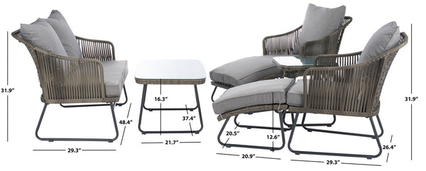 Safavieh Lonra 7 Pc Lounger Set Grey/Grey PAT9019B-2BX