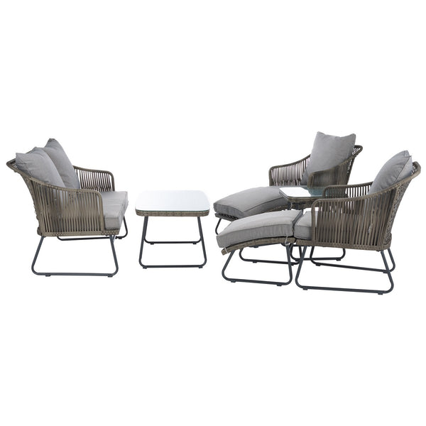 Safavieh Lonra 7 Pc Lounger Set Grey/Grey PAT9019B-2BX