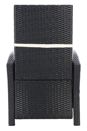 Safavieh HERDLA Recliner Chair – Stylish Black Rattan with Beige Cushions for Luxury Outdoor Comfort & Relaxation PAT9021A