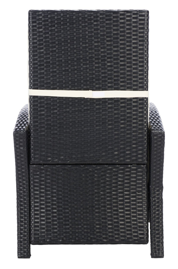 Safavieh HERDLA Recliner Chair – Stylish Black Rattan with Beige Cushions for Luxury Outdoor Comfort & Relaxation PAT9021A