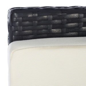 Safavieh HERDLA Recliner Chair – Stylish Black Rattan with Beige Cushions for Luxury Outdoor Comfort & Relaxation PAT9021A