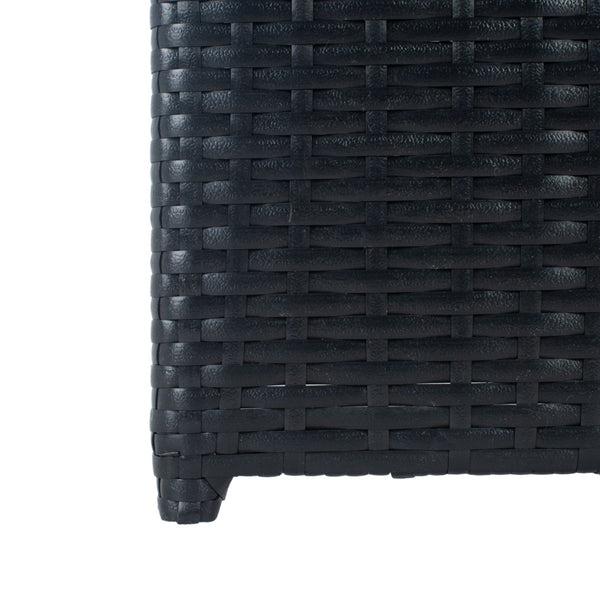 Safavieh BRONSON 3-Piece Coastal Outdoor Sofa Set - Durable Black Rattan, Plush Beige Cushions, Modern Style PAT9022A