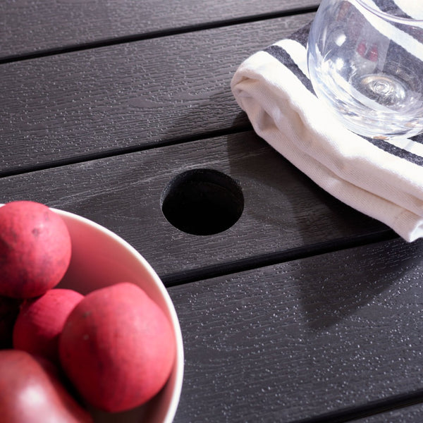 Safavieh DRANDA 5-Piece Outdoor Dining Set - Chic Black Rattan & Plush Beige Cushions for Patio Comfort PAT9023A