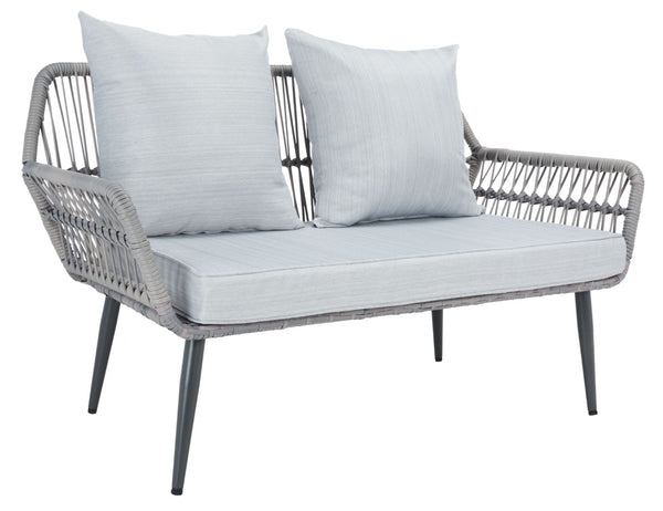 Safavieh ELSBETH 4-Piece Outdoor Living Set - Chic Weather-Resistant Patio Furniture for Stylish Gatherings Grey PAT9029B